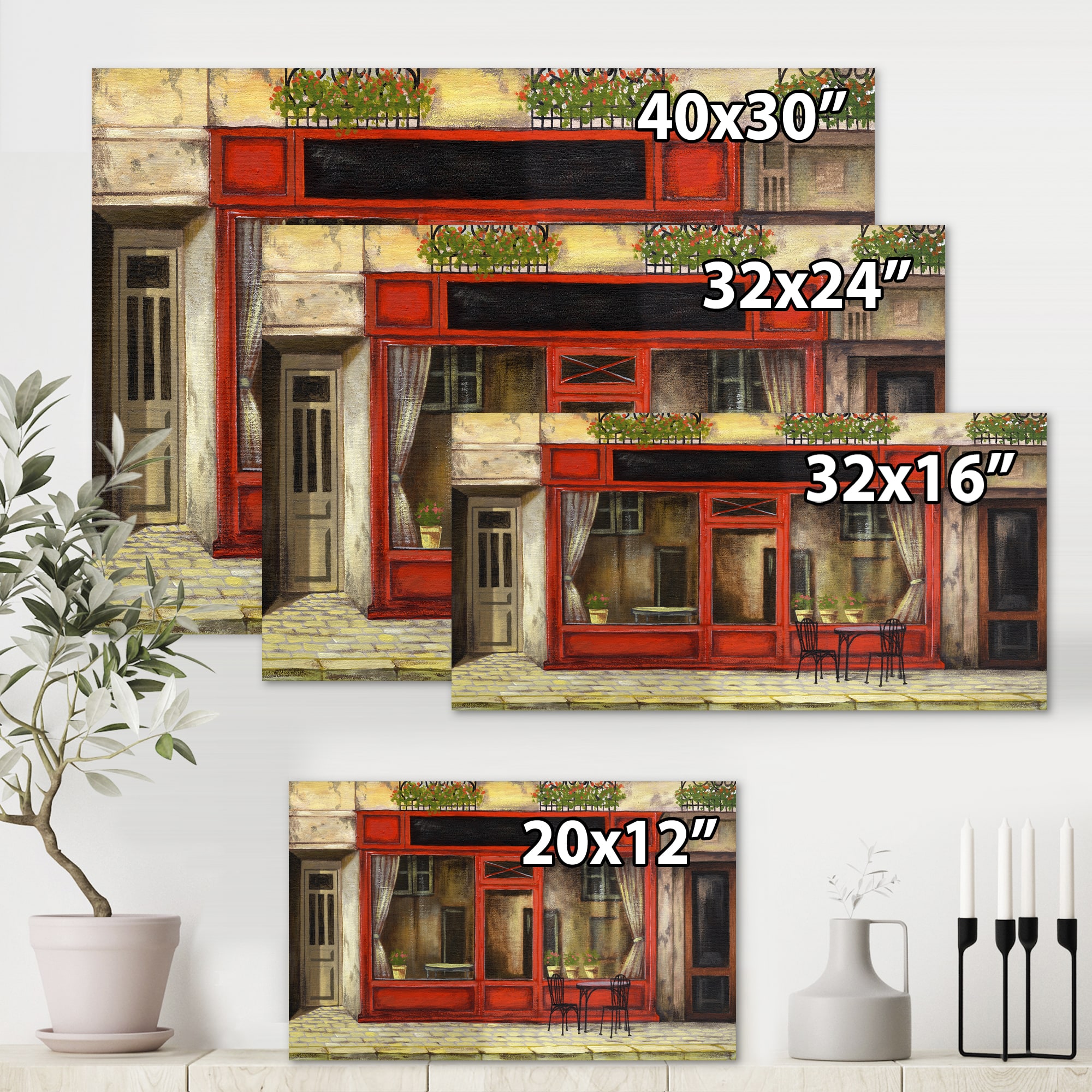 Designart - Red Facade of Charming Shop In Paris I